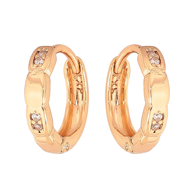 Серьги Xuping цвет Позолота 18К колечки "Узор с кристаллами" фото №1