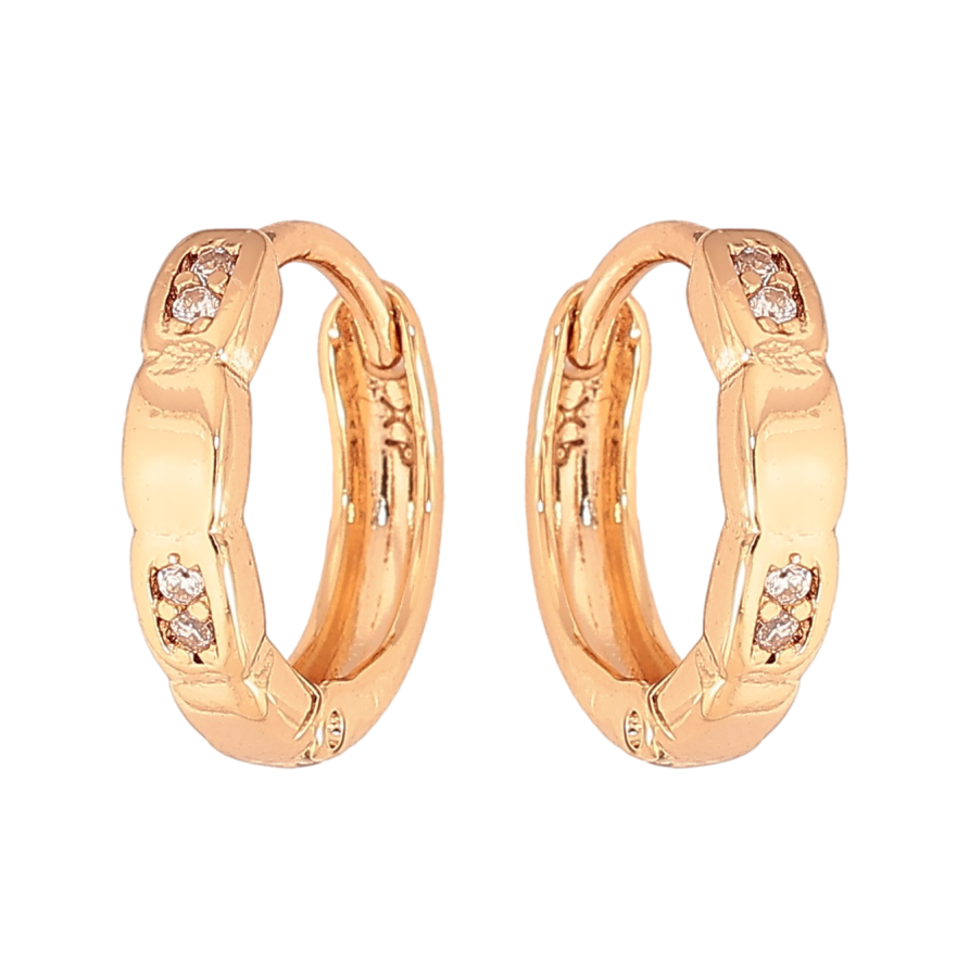 Сережки Xuping колір Позолота 18К колечка "Візерунок з кристалами" фото №1