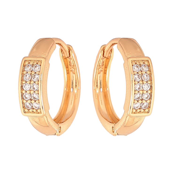 Сережки Xuping колір Позолота 18К колечка "Візерунок з кристалами" фото №15