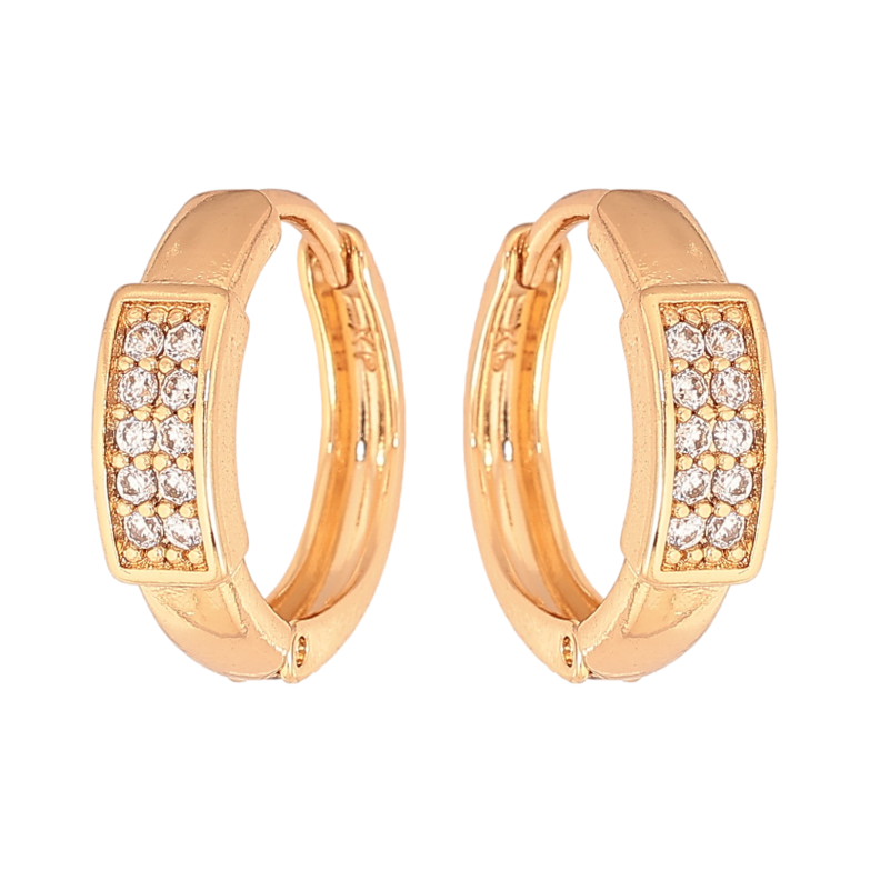 Сережки Xuping колір Позолота 18К колечка "Візерунок з кристалами" фото №1 Сережки Xuping колір Позолота 18К колечка "Візерунок з кристалами" фото №1