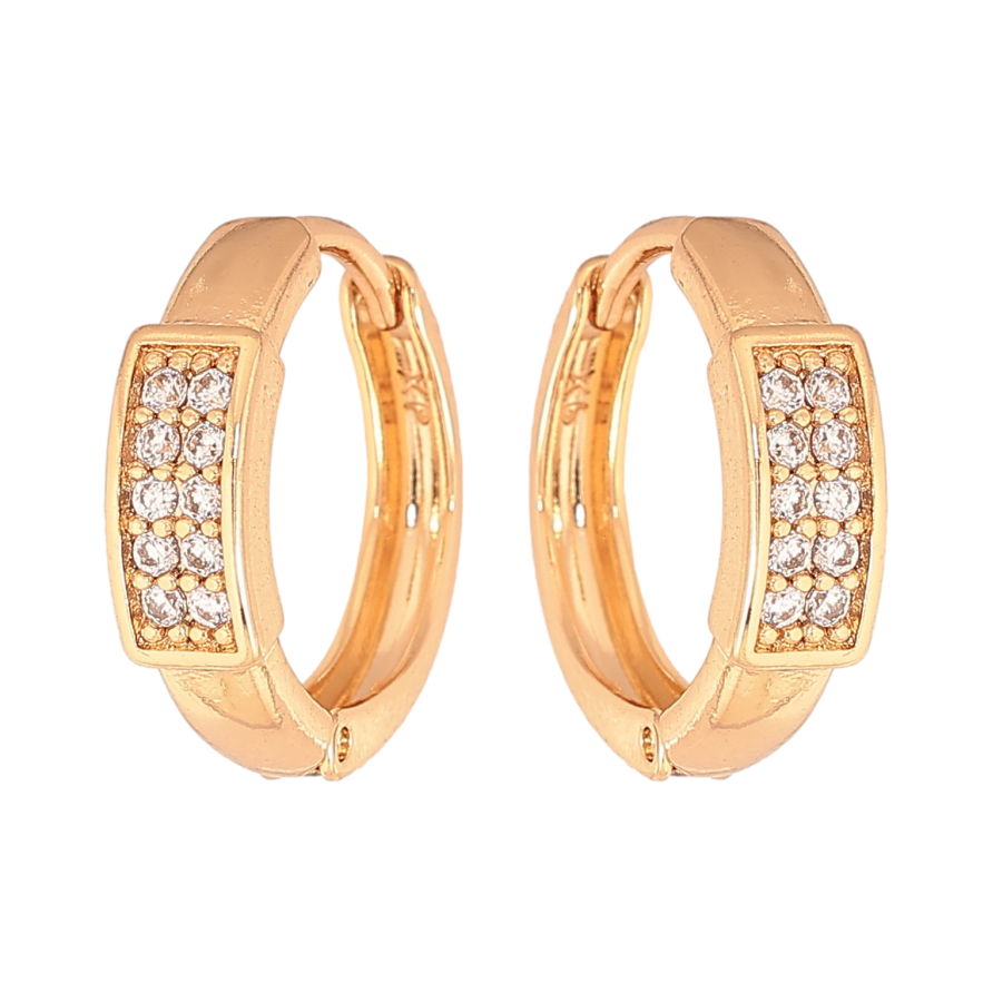 Сережки Xuping колір Позолота 18К колечка "Візерунок з кристалами" фото №1 Сережки Xuping колір Позолота 18К колечка "Візерунок з кристалами" фото №1