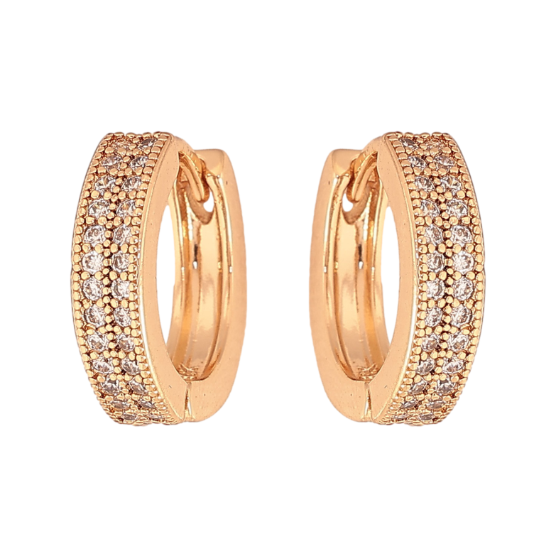 Сережки Xuping колір Позолота 18К колечка "Інкрустація кристалами" фото №1 Сережки Xuping колір Позолота 18К колечка "Інкрустація кристалами" фото №1