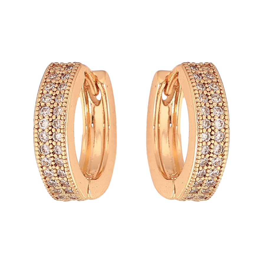 Сережки Xuping колір Позолота 18К колечка "Інкрустація кристалами" фото №1 Сережки Xuping колір Позолота 18К колечка "Інкрустація кристалами" фото №1