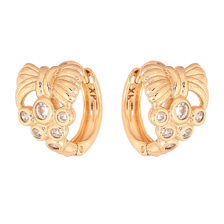 Сережки Xuping колір Позолота 18К колечка "Візерунок з кристалами" фото №8