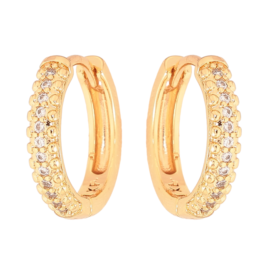 Серьги Xuping цвет Позолота 18К колечки "Дорожки кристаллов" фото №1