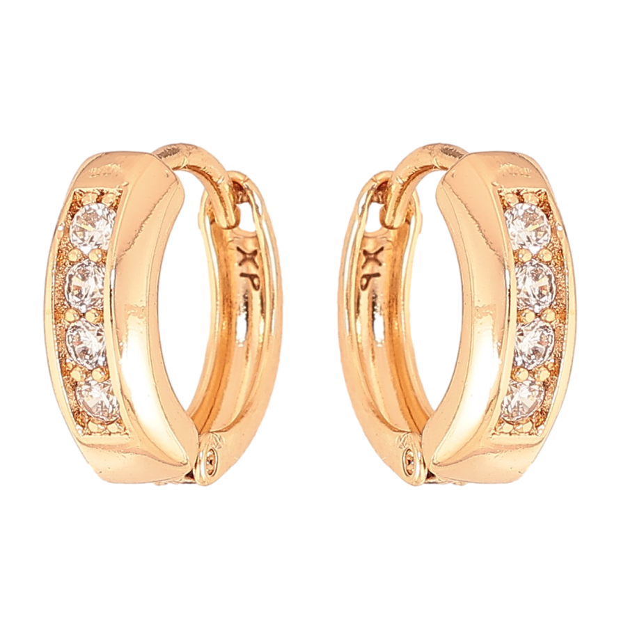 Серьги Xuping цвет Позолота 18К колечки "Дорожки кристаллов" фото №1