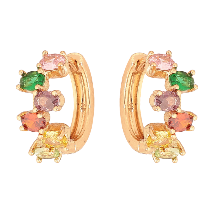 Серьги Xuping цвет Позолота 18К колечки "Узор с разноцветными кристаллами" фото №5 Серьги Xuping цвет Позолота 18К колечки "Узор с разноцветными кристаллами" фото №5