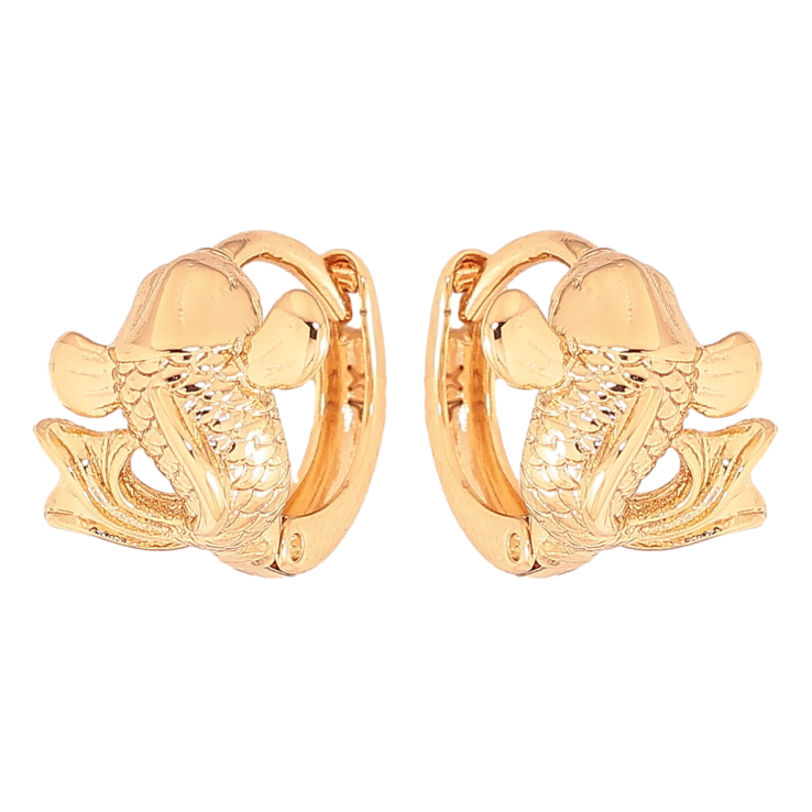 Серьги Xuping цвет Позолота 18К колечки "Золотые рыбки" фото №18