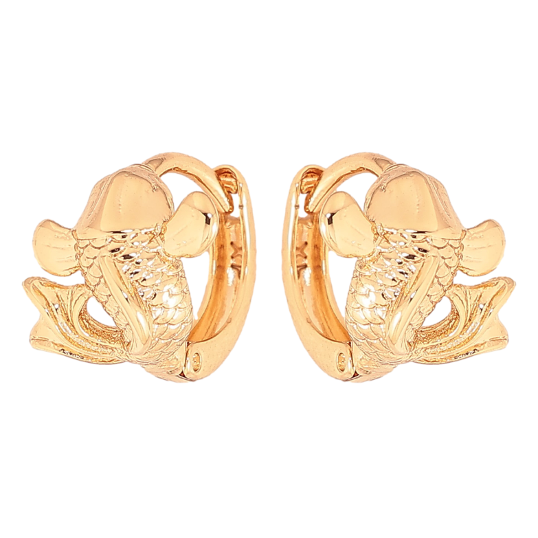 Серьги Xuping цвет Позолота 18К колечки "Золотые рыбки" фото №1