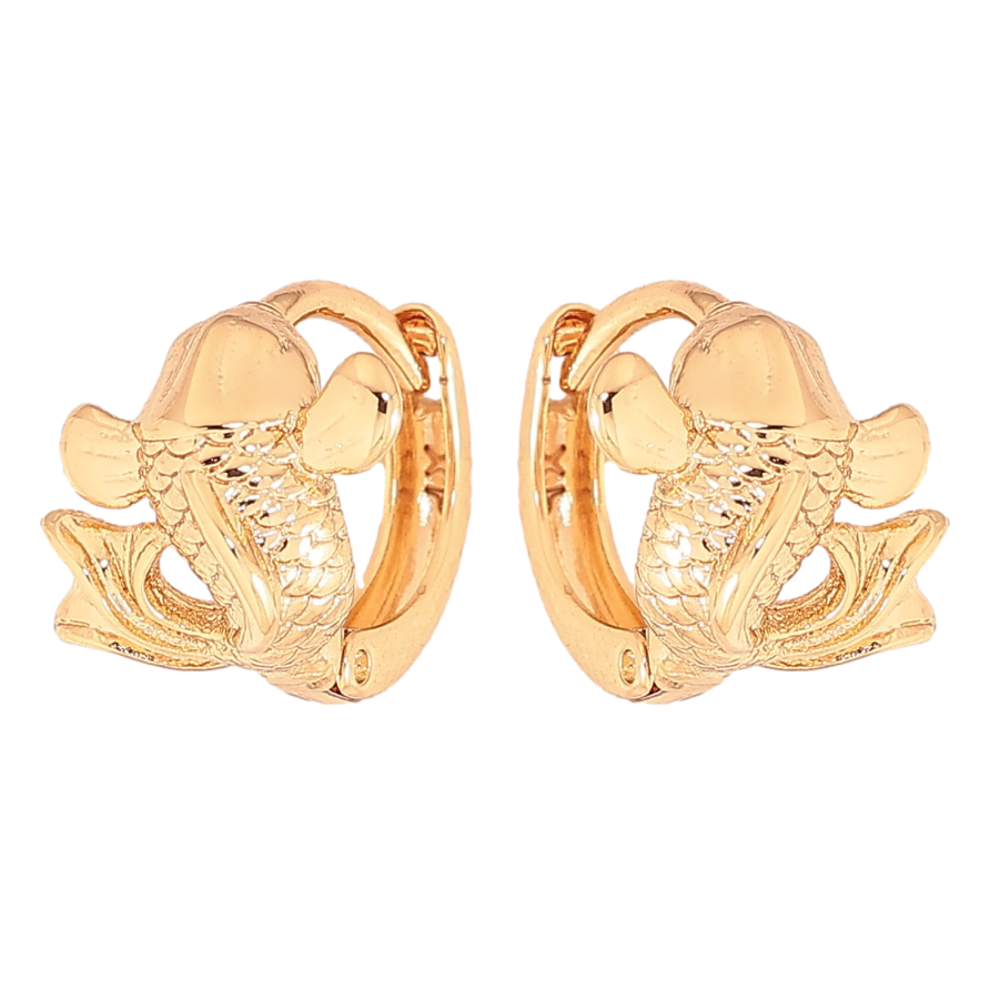 Серьги Xuping цвет Позолота 18К колечки "Золотые рыбки" фото №1