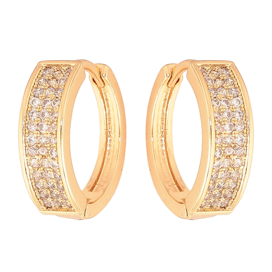 Сережки Xuping колір Позолота 18К колечка "Інкрустація кристалами" фото №1