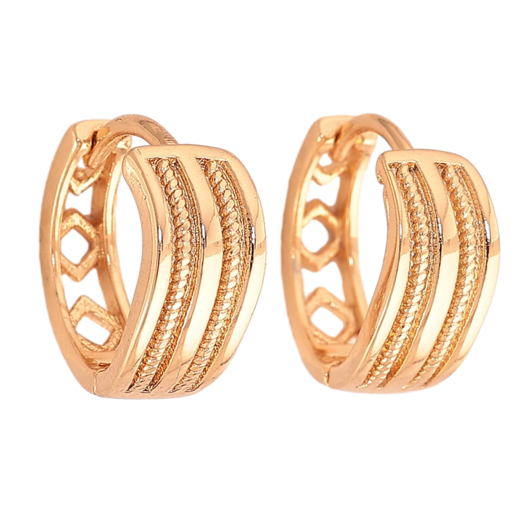 Сережки Xuping колір Позолота 18К колечка "Декоративний візерунок" фото №5