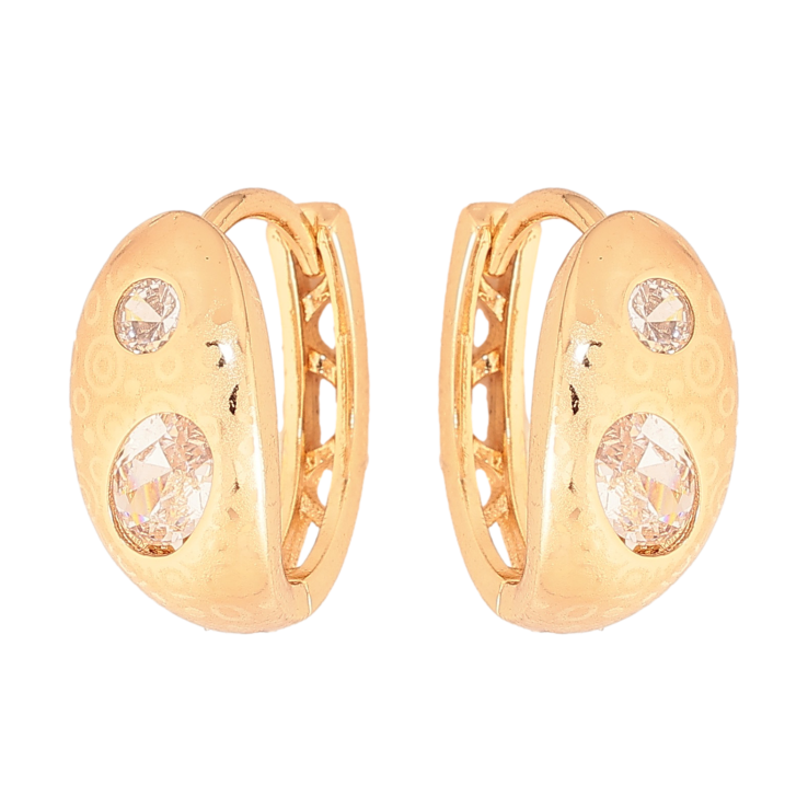 Сережки Xuping колір Позолота 18К колечка "Візерунок з напиленням і кристалами" фото №22