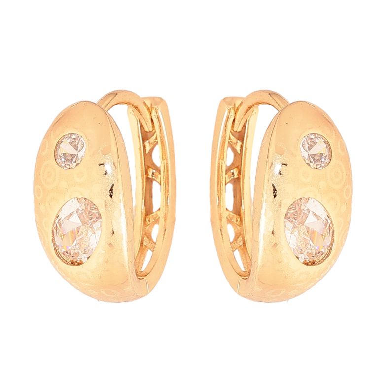 Сережки Xuping колір Позолота 18К колечка "Візерунок з напиленням і кристалами" фото №1