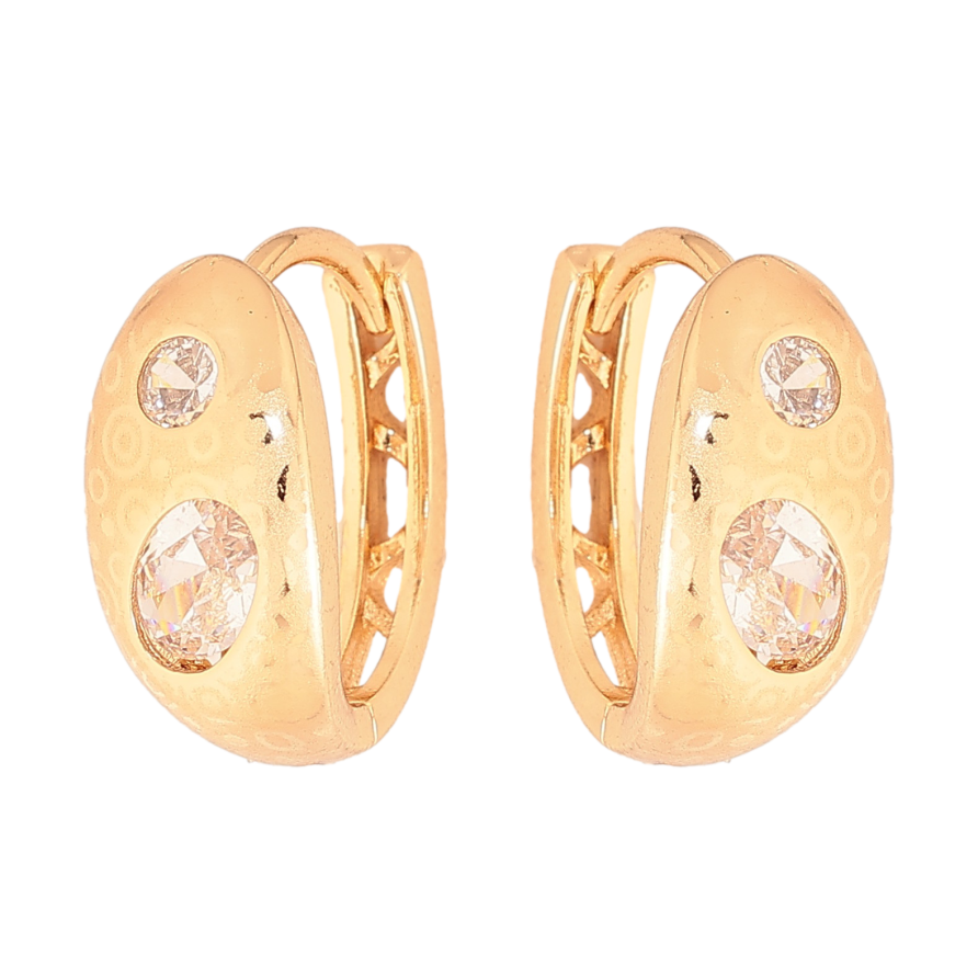 Серьги Xuping цвет Позолота 18К колечки "Узор с напылением и кристаллами" фото №1