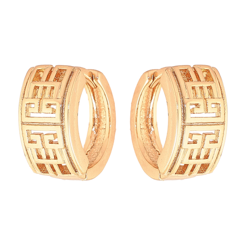 Серьги Xuping цвет Позолота 18К колечки "Резной узор" фото №2