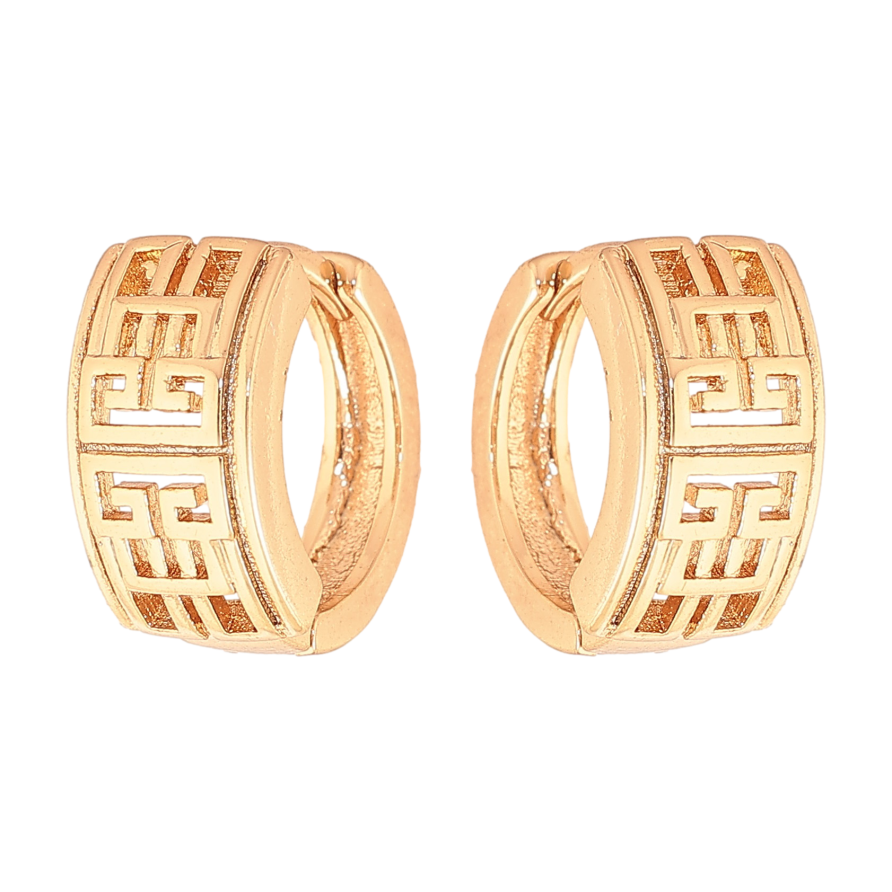 Серьги Xuping цвет Позолота 18К колечки "Резной узор" фото №1