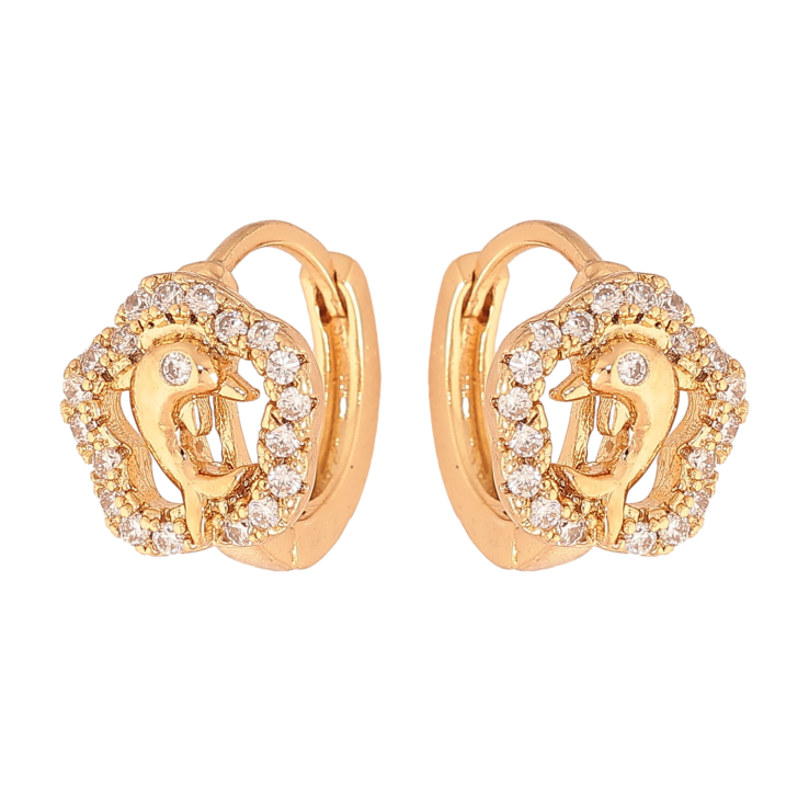 Сережки Xuping колір Позолота 18К колечка "Квіточки з дельфінами" фото №11