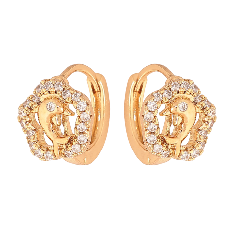 Сережки Xuping колір Позолота 18К колечка "Квіточки з дельфінами" фото №1