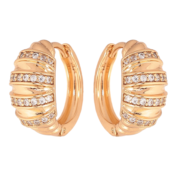 Сережки Xuping колір Позолота 18К колечка "Візерунок з кристалами" фото №14