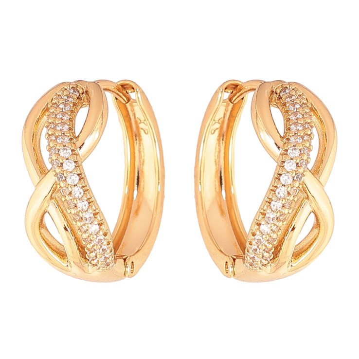 Сережки Xuping колір Позолота 18К колечка "Візерунок з кристалами" фото №9