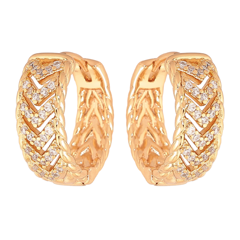 Сережки Xuping колір Позолота 18К колечка "Візерунок з кристалами" фото №1