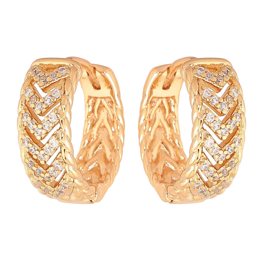 Сережки Xuping колір Позолота 18К колечка "Візерунок з кристалами" фото №1