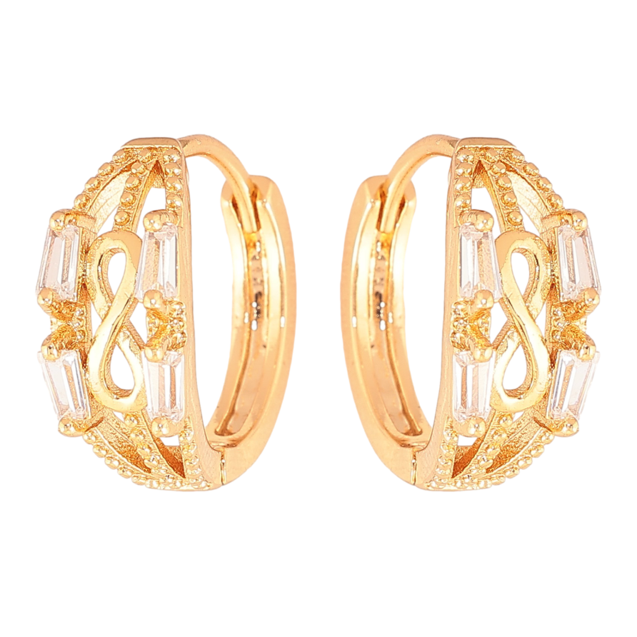 Сережки Xuping колір Позолота 18К колечка "Візерунок з кристалами" фото №1