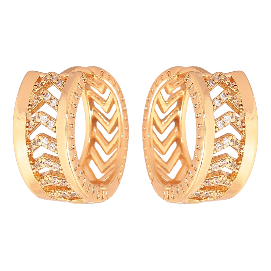 Сережки Xuping колір Позолота 18К колечка "Візерунок з кристалами" фото №1