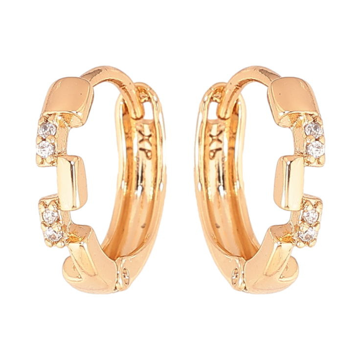 Сережки Xuping колір Позолота 18К колечка "Візерунок з кристалами" фото №25