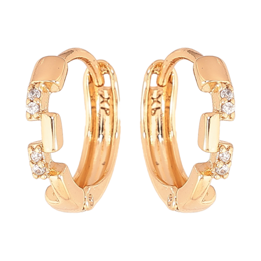 Серьги Xuping цвет Позолота 18К колечки "Узор с кристаллами" фото №1