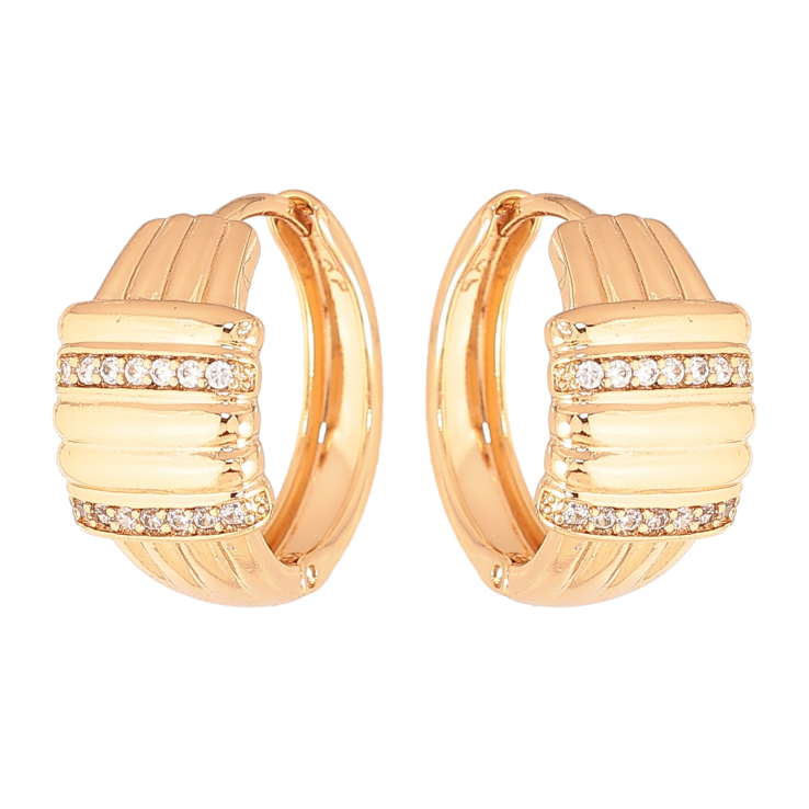 Сережки Xuping колір Позолота 18К колечка "Візерунок з кристалами" фото №21