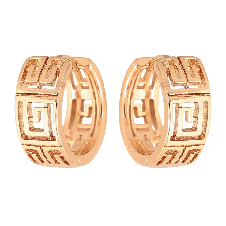 Сережки Xuping колір Позолота 18К колечка "Грецький орнамент" фото №17