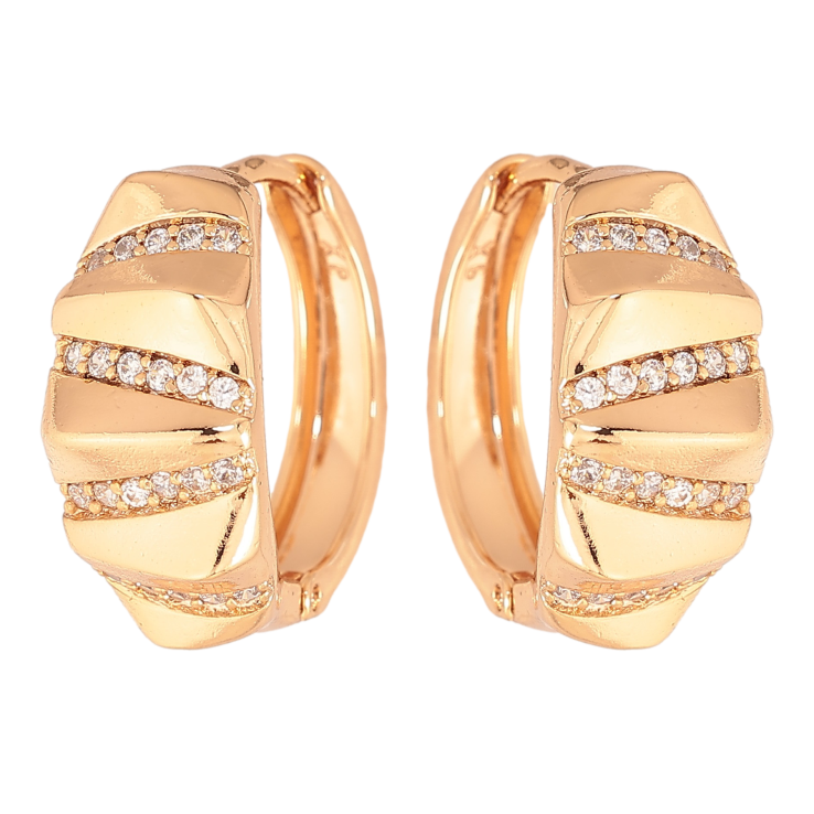 Сережки Xuping колір Позолота 18К колечка "Візерунок з кристалами" фото №16