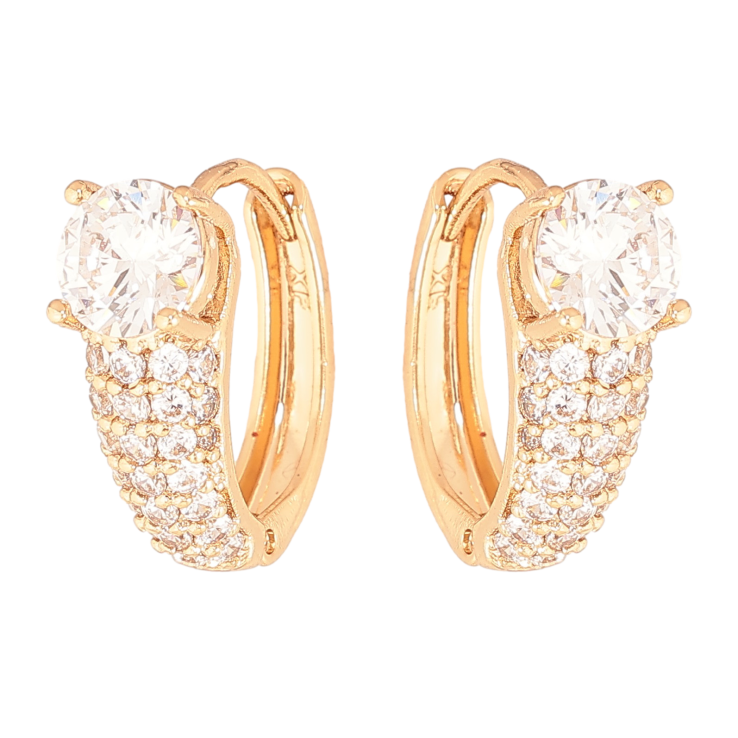 Сережки Xuping колір Позолота 18К колечка "Інкрустація кристалами" фото №19