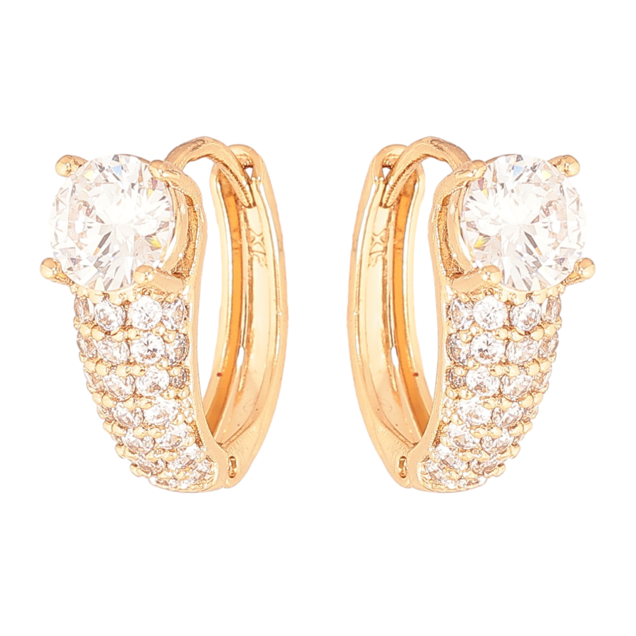 Сережки Xuping колір Позолота 18К колечка "Інкрустація кристалами" фото №1