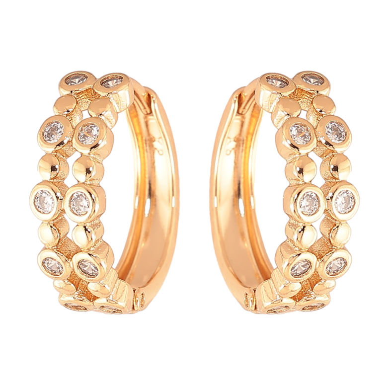 Серьги Xuping цвет Позолота 18K колечки "Узор с кристаллами"  фото №1