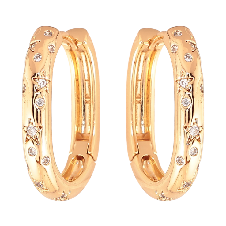 Сережки Xuping колір Позолота 18K колечка "Візерунок з кристалами" фото №24