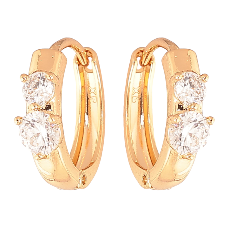 Сережки Xuping колір Позолота 18K колечка "Візерунок з кристалами" фото №12