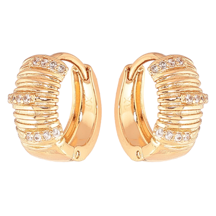 Сережки Xuping колір Позолота 18K колечка "Візерунок з кристалами" фото №6