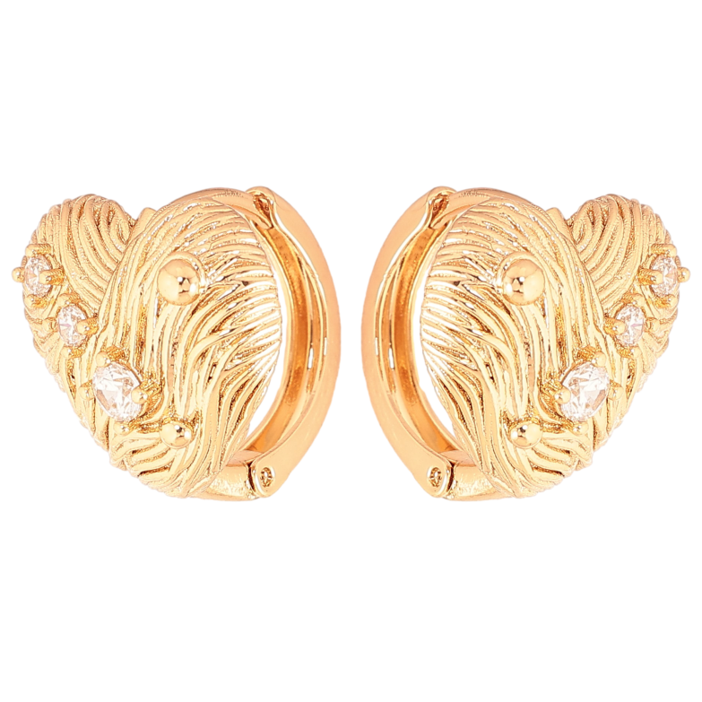 Серьги Xuping цвет Позолота 18K колечки "Сердечки с кристаллами"  фото №1