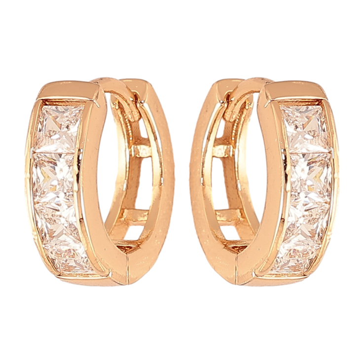 Серьги Xuping цвет Позолота 18K колечки "Дорожки кристаллов"  фото №16