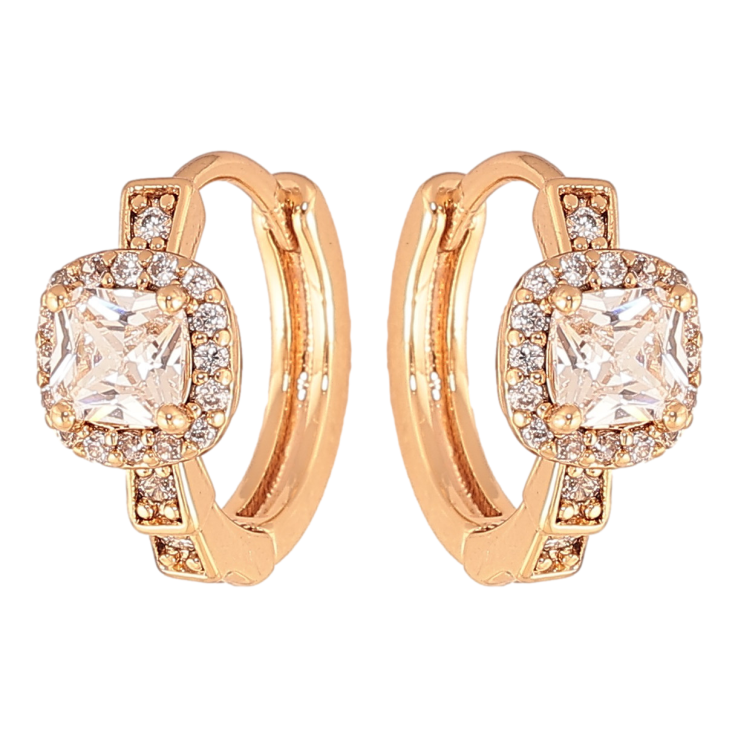 Серьги Xuping цвет Позолота 18K колечки "Узор с кристаллами"  фото №12