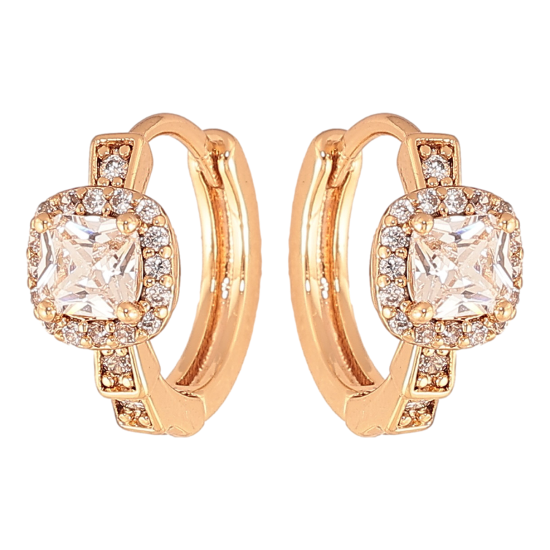 Сережки Xuping колір Позолота 18K колечка "Візерунок з кристалами" фото №1