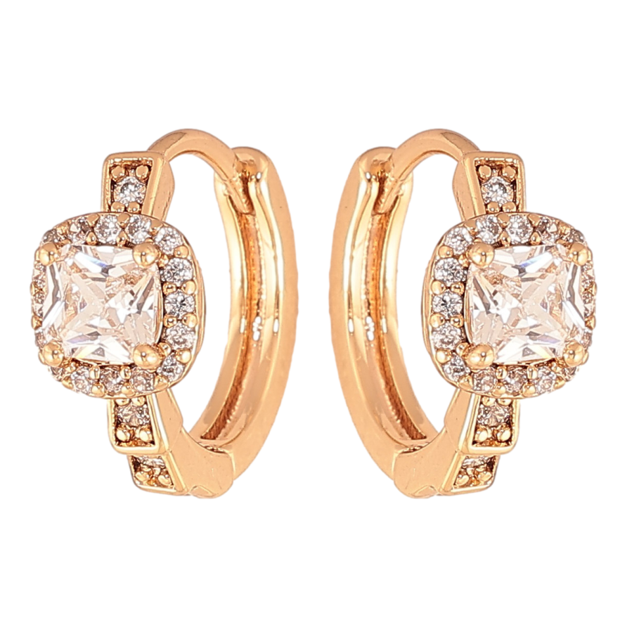 Сережки Xuping колір Позолота 18K колечка "Візерунок з кристалами" фото №1