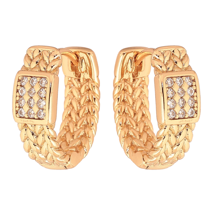 Сережки Xuping колір Позолота 18K колечка "Візерунок з кристалами" фото №24 Сережки Xuping колір Позолота 18K колечка "Візерунок з кристалами" фото №24