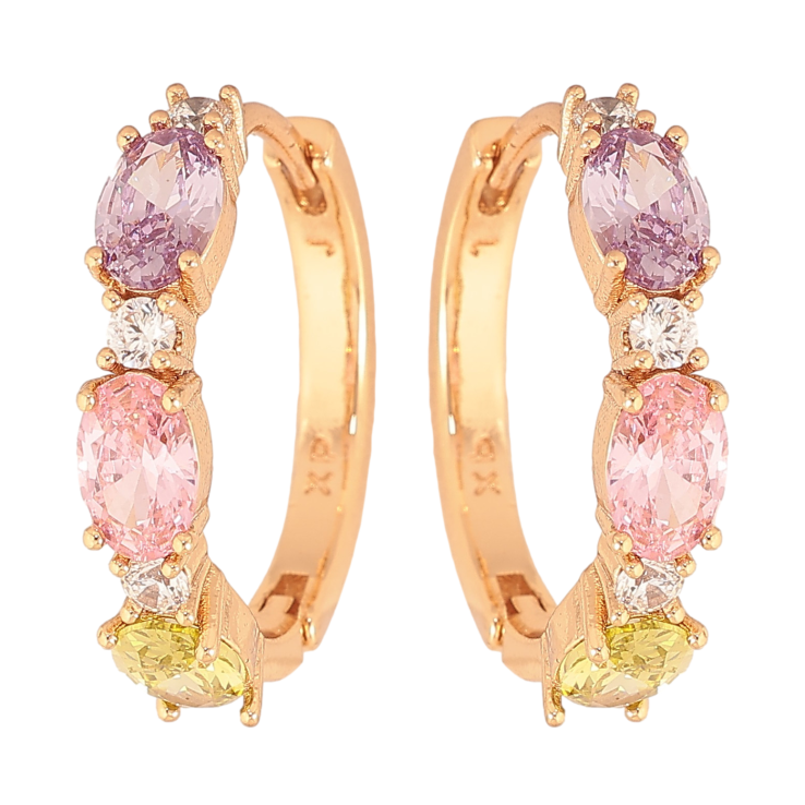 Сережки Xuping колір Позолота 18K колечка "Візерунок з різнокольоровими кристалами" фото №18 Сережки Xuping колір Позолота 18K колечка "Візерунок з різнокольоровими кристалами" фото №18