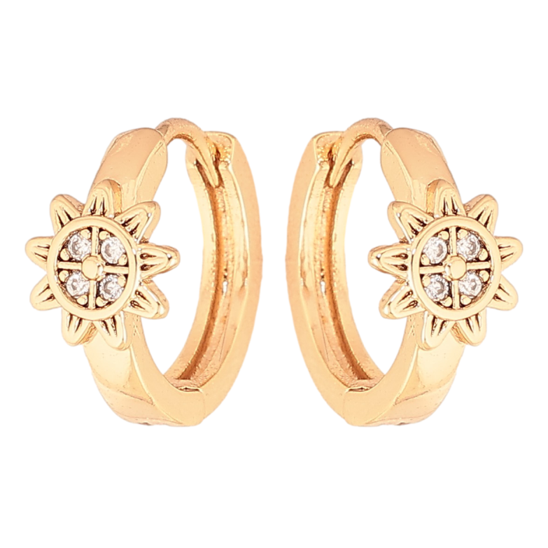 Серьги Xuping цвет Позолота 18K колечки "Узор с кристаллами"  фото №4