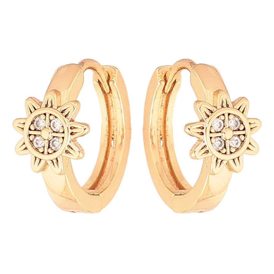 Серьги Xuping цвет Позолота 18K колечки "Узор с кристаллами"  фото №1