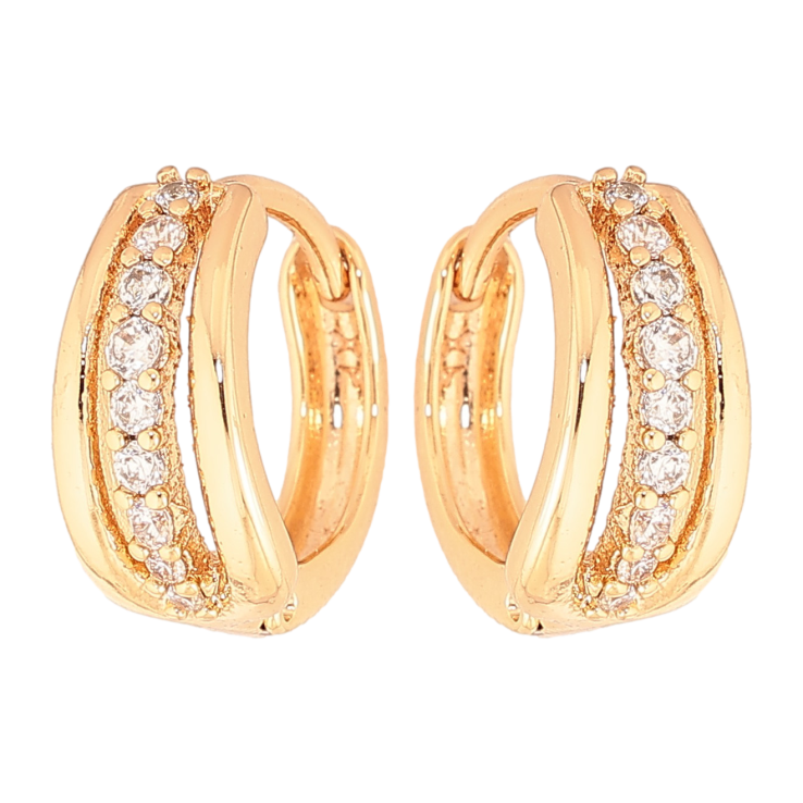 Сережки Xuping колір Позолота 18K колечка "Візерунок з кристалами" фото №6 Сережки Xuping колір Позолота 18K колечка "Візерунок з кристалами" фото №6